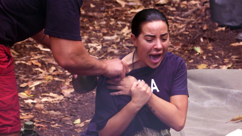 Leyla schreit, weil eine Ameise in ihr Shirt gekrabbelt ist